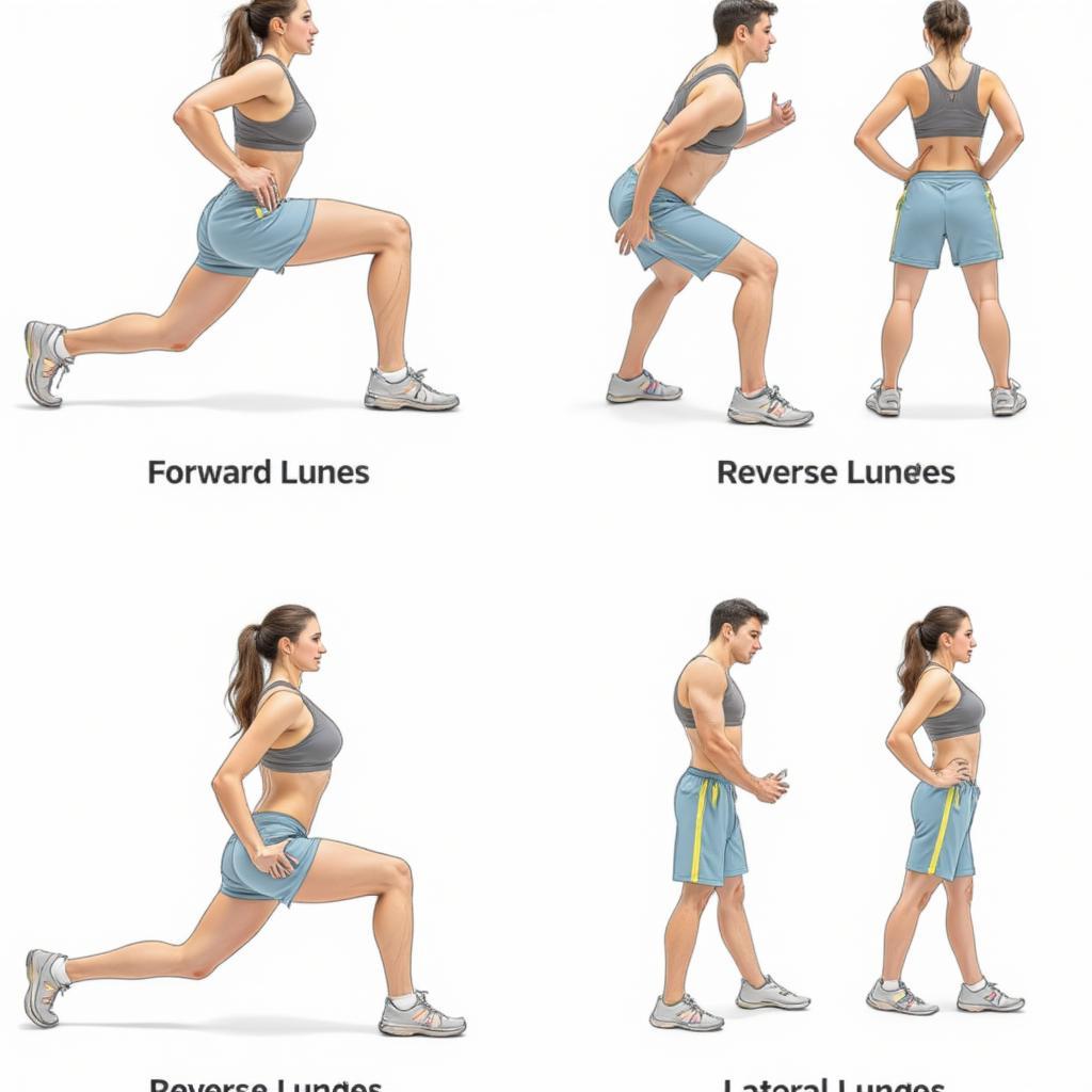 Variety of lunges for targeting leg fat