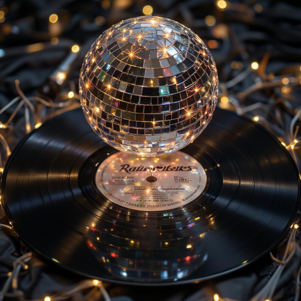 Disco Ball and Vinyl Record