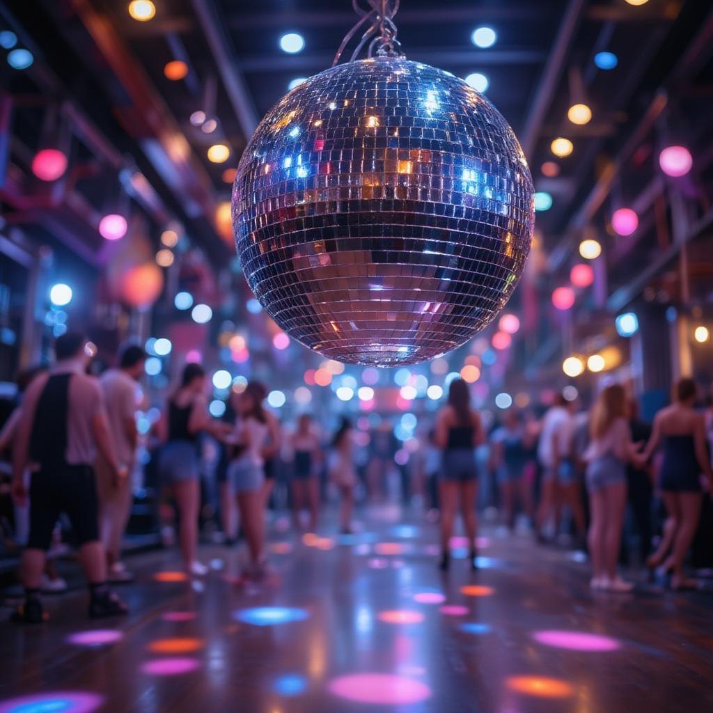 disco ball reflects on the dance floor