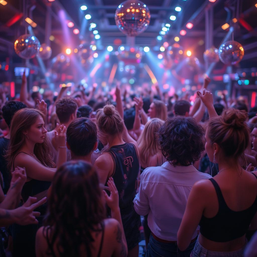 People Dancing to Disco Music Remix in a Nightclub