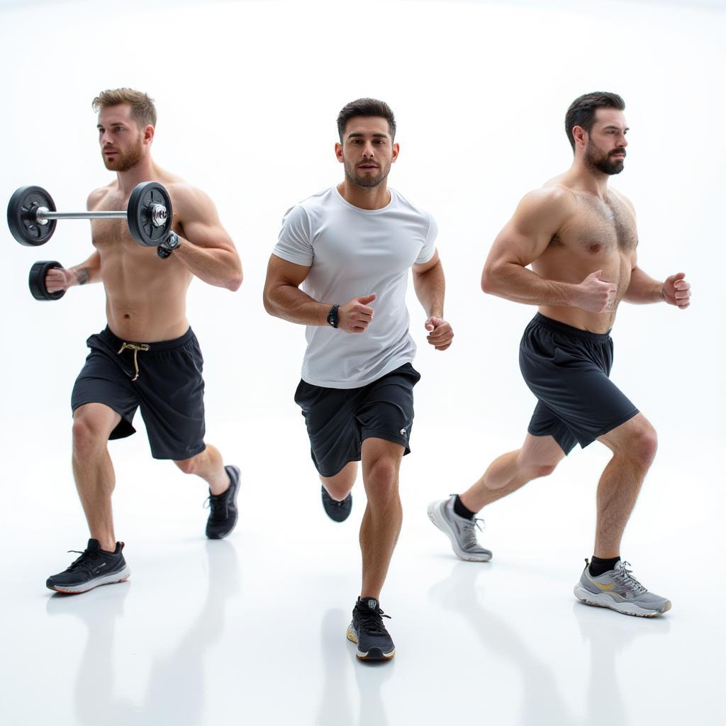 men-exercising-diverse-activity