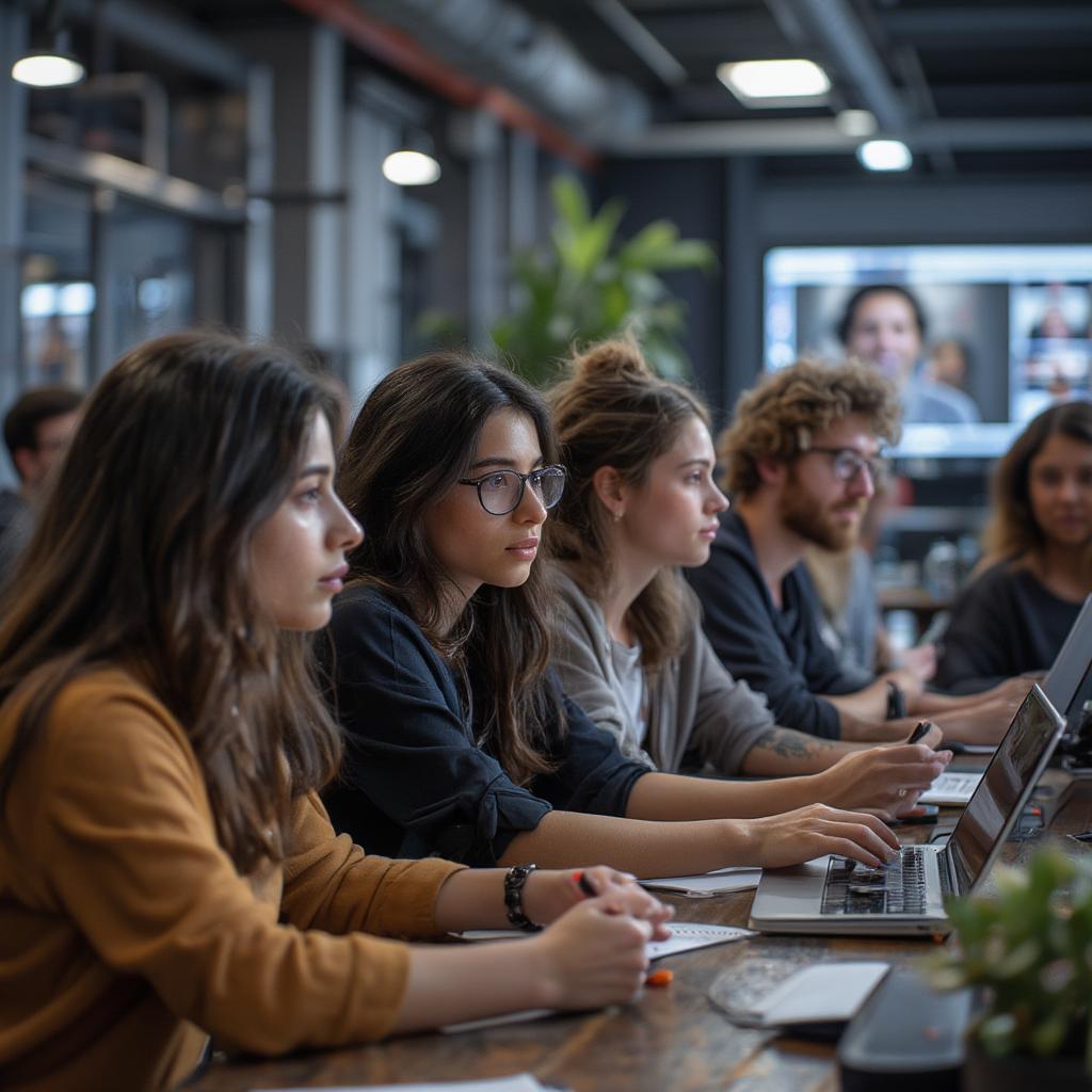 Diverse Students Participating in an Online Film Class