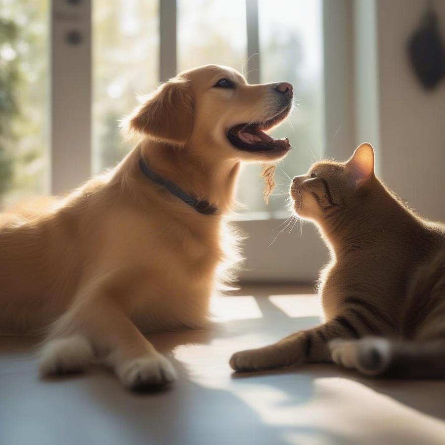 Dog and Cat Playing Together