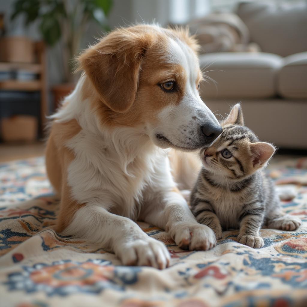 adorable dog and cat rescue playing