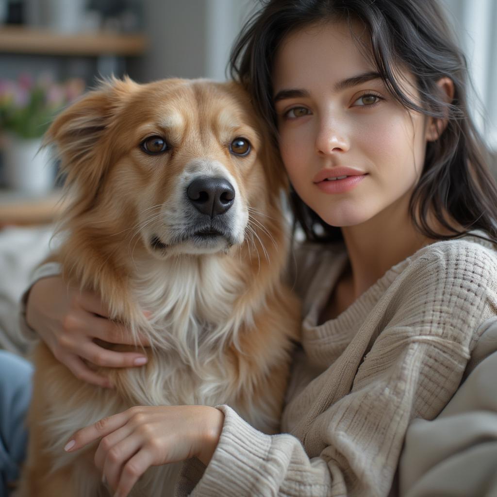 Dog providing emotional support to its owner