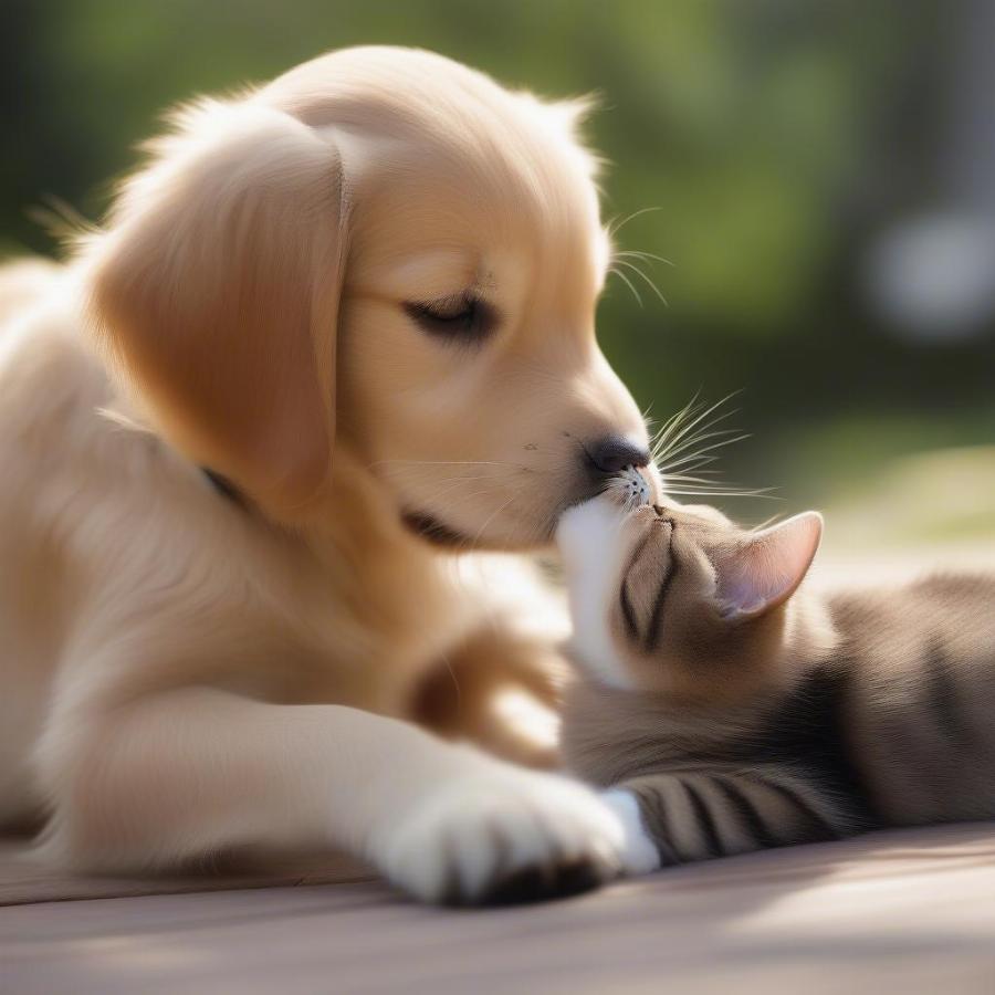 Dog and Cat Playing Together