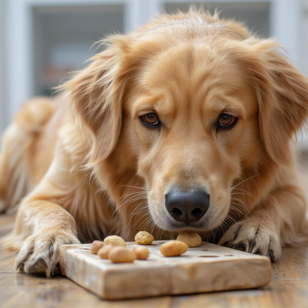 dog playing with puzzle toy