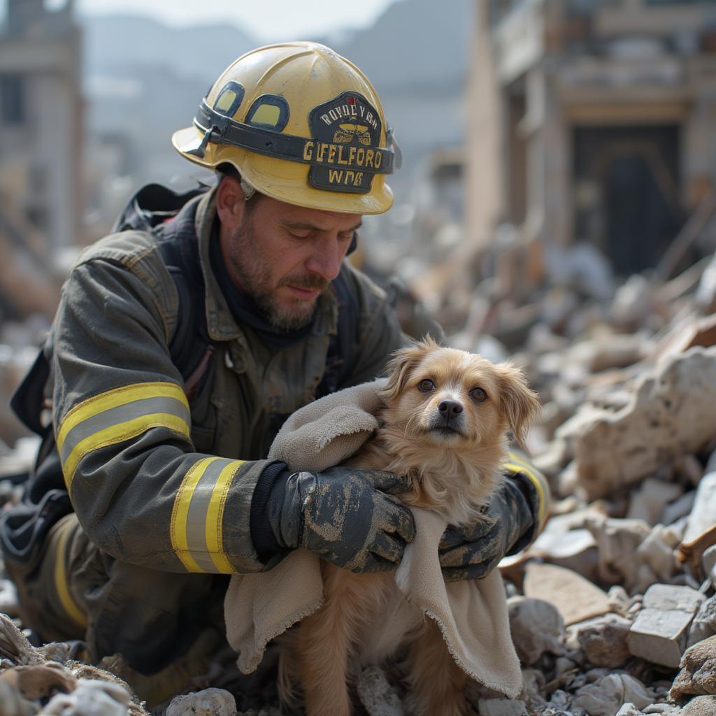 Dog rescued from earthquake rubble in 2022