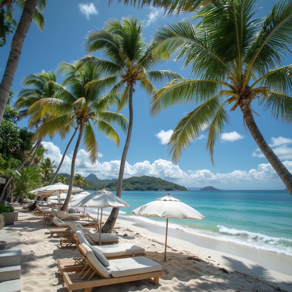 Dominican Republic all inclusive resort beach with palm trees and clear water