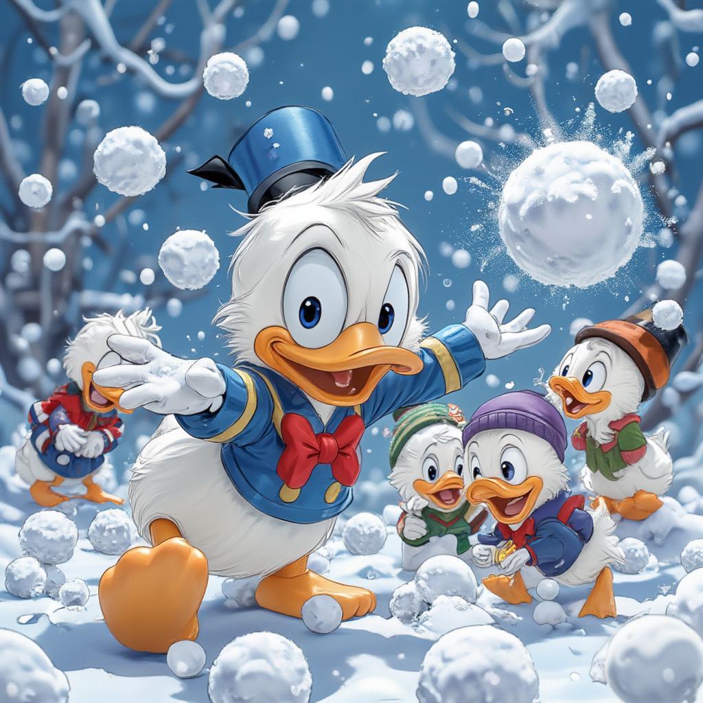 donald duck snowball fight scene