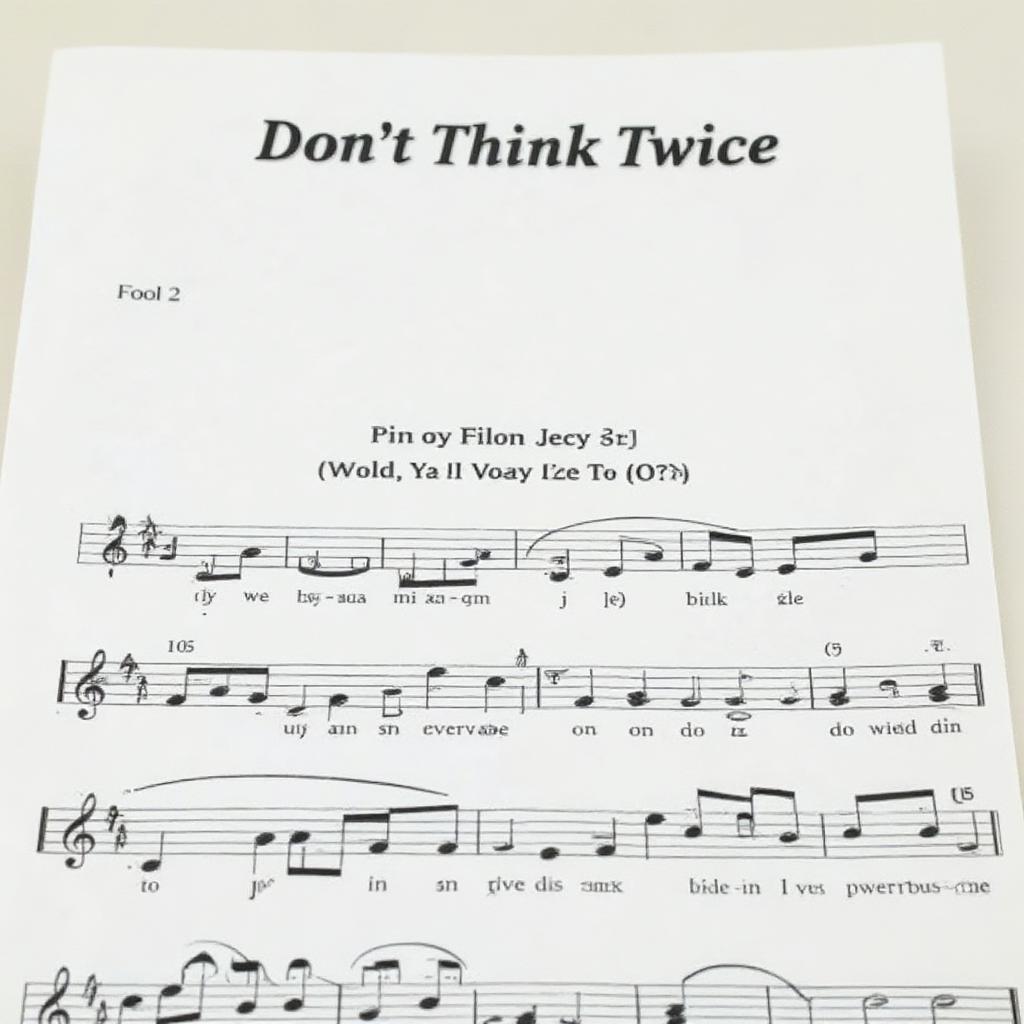 Sheet Music for "Don't Think Twice, It's All Right"