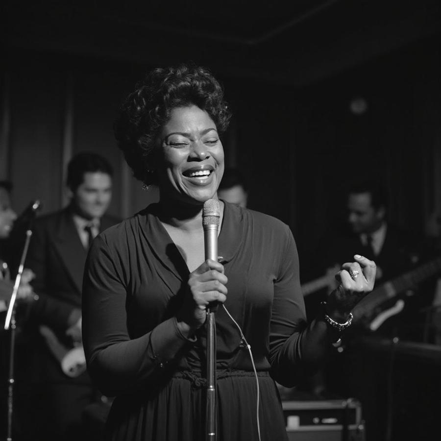 Ella Fitzgerald singing jazz, demonstrating her improvisational skills