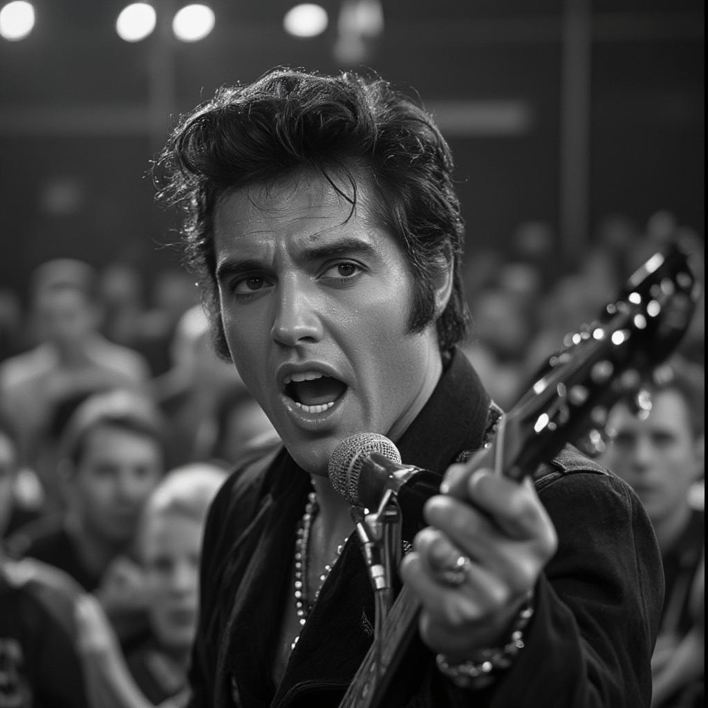 elvis presley performing live on stage in memphis