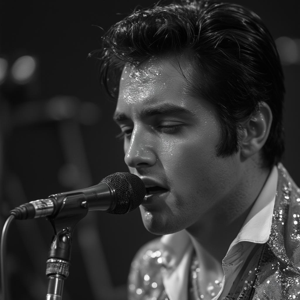 Close-up of Elvis Presley during the Medley Performance