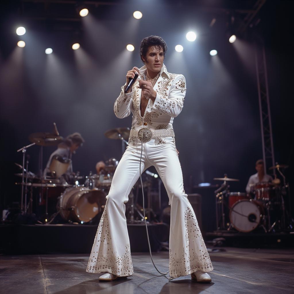 elvis presley performing burning love live on stage