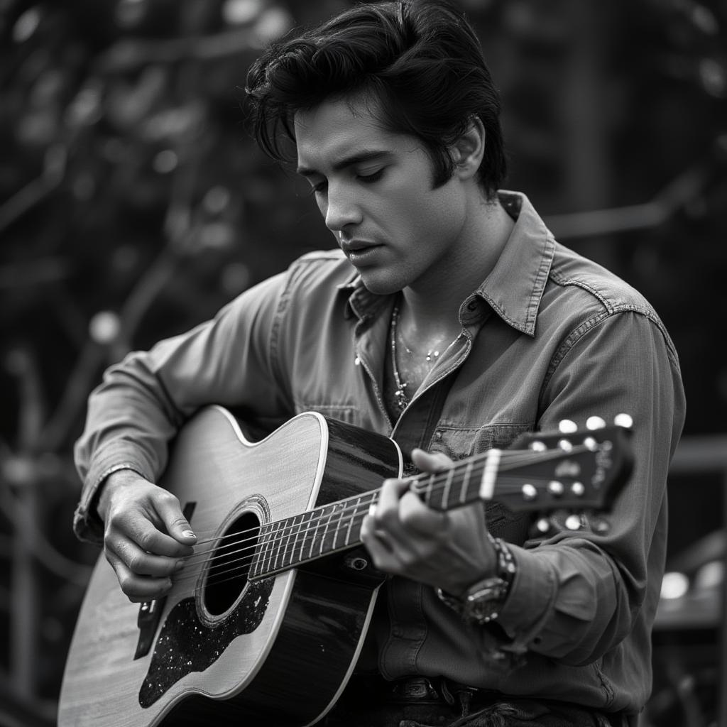 elvis presley candid guitar photo