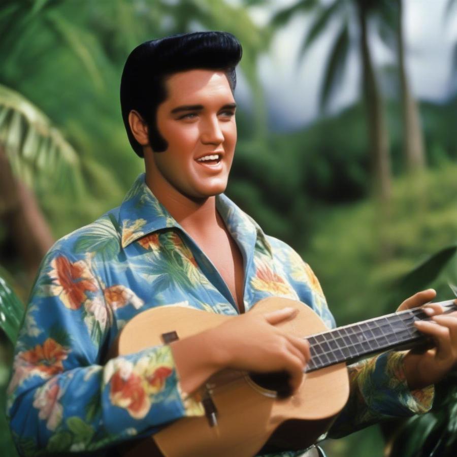 Elvis Presley performing "Can't Help Falling in Love" in Blue Hawaii with a ukulele