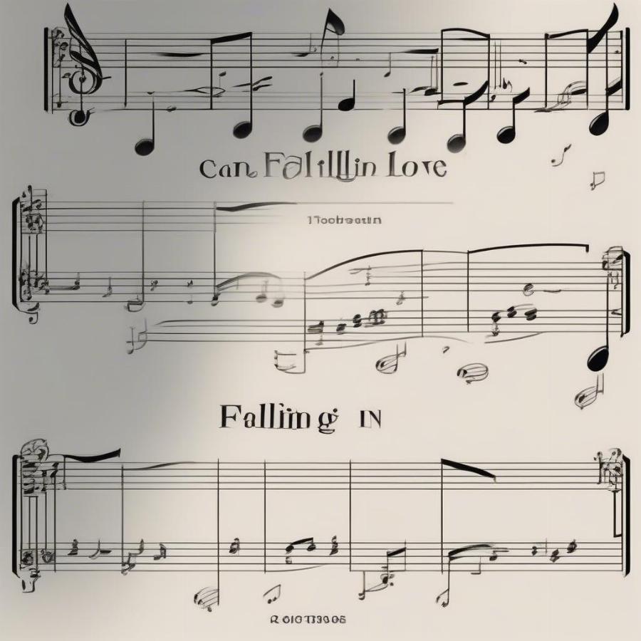 Sheet music for Elvis Presley's "Can't Help Falling in Love" showing musical notes and melody.