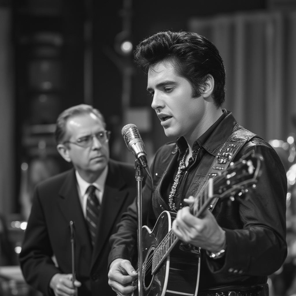 elvis presley performs on the ed sullivan show in the 1950s