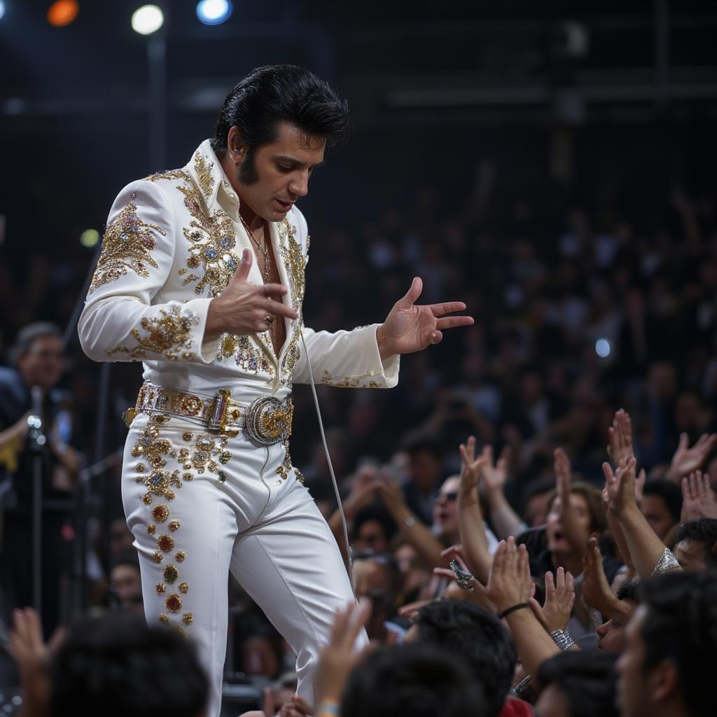 Elvis Presley performing Jailhouse Rock live on stage