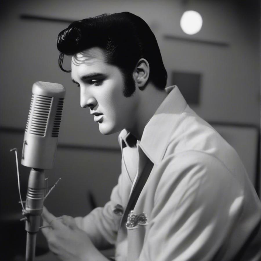 Elvis Presley recording "Can't Help Falling in Love" in the studio