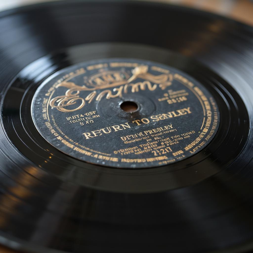 a close up image of a vinyl record of return to sender by elvis presley