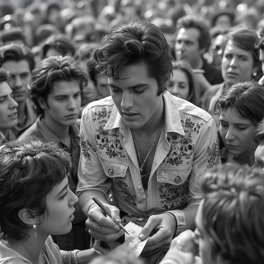 Elvis Presley Signing Autographs for Fans