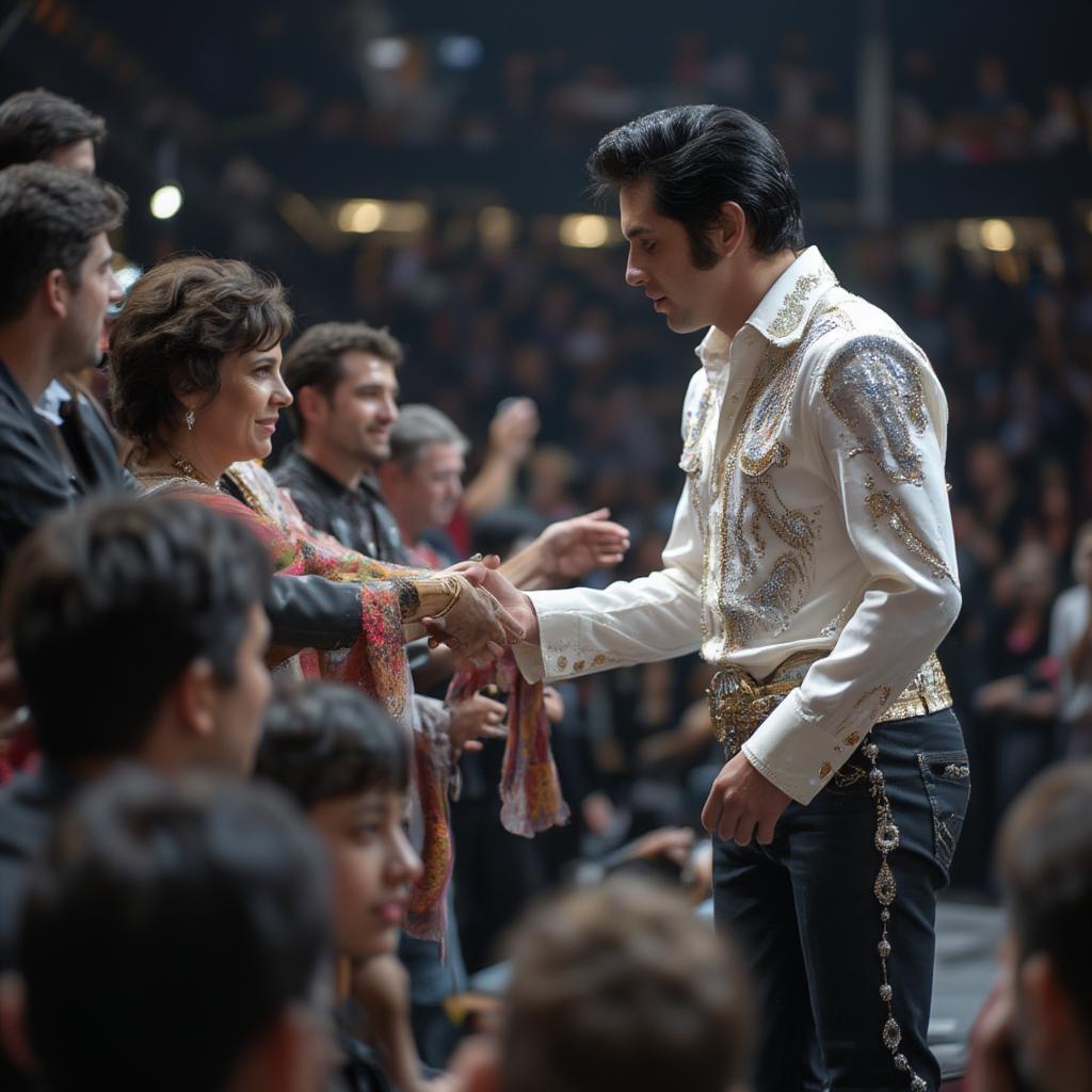 Elvis Presley Interacting with the Audience in Las Vegas