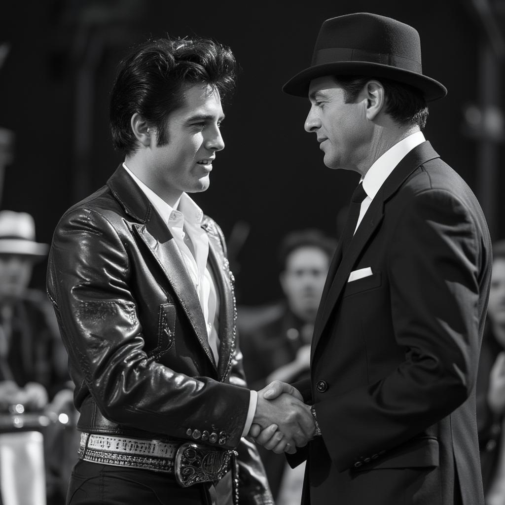 Elvis and Sinatra Shaking Hands in a Show of Respect