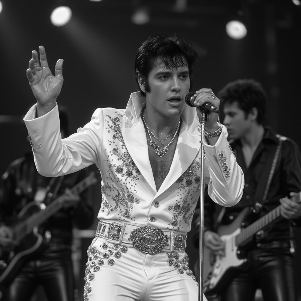 Elvis Presley in White Suit during the '68 Comeback Special