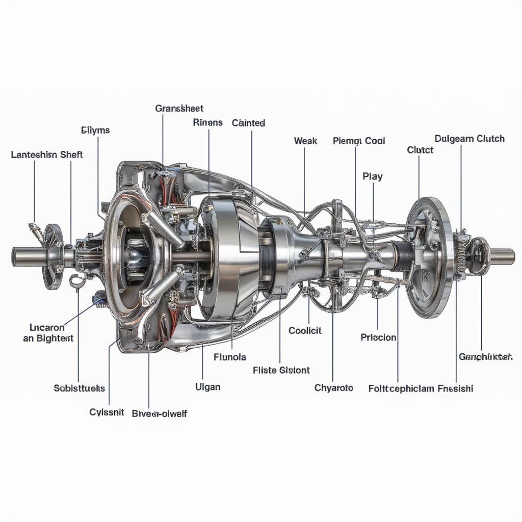 Detailed Diagram of Engine and Transmission Components