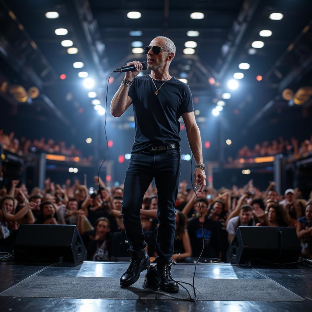 Eros Ramazzotti Performing Live: The Italian Singer Captivating Audiences with his Energetic Stage Presence