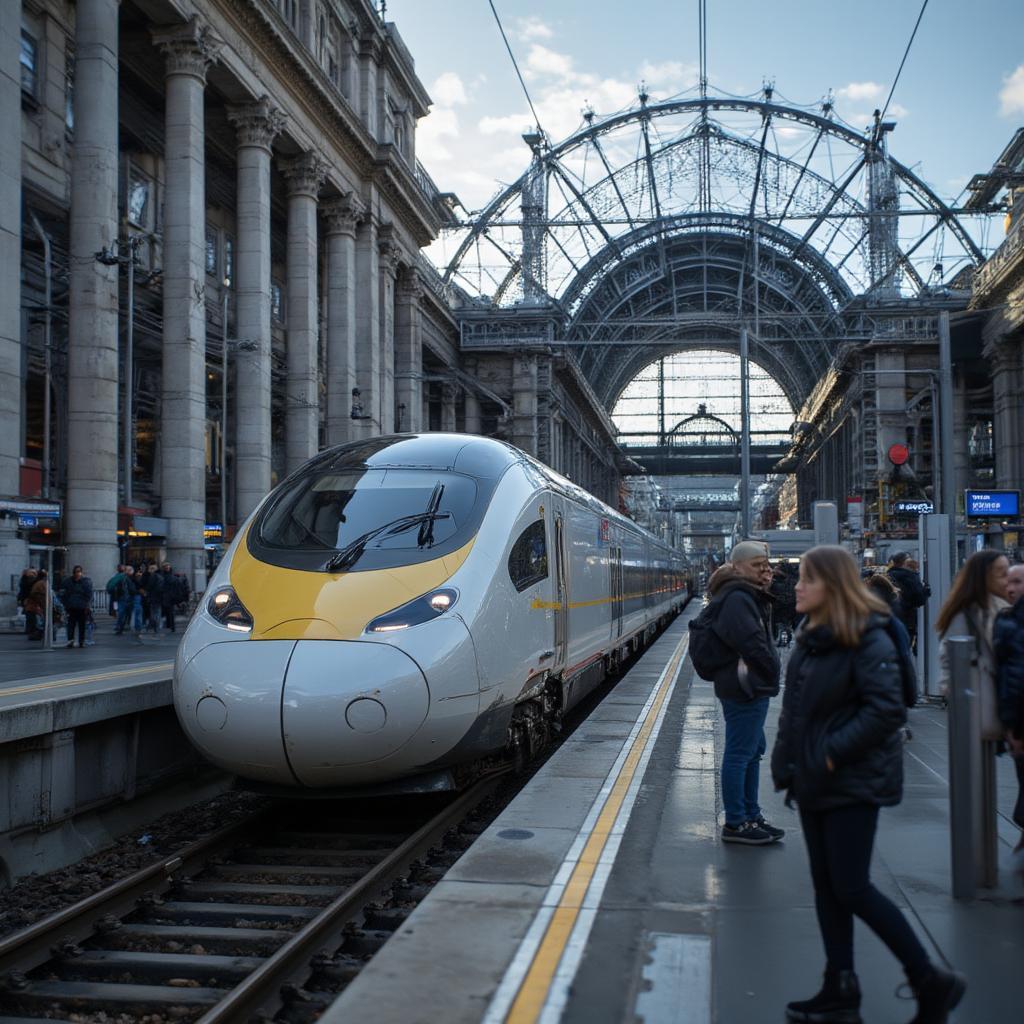 Eurostar Train Arriving at Gare du Nord Paris