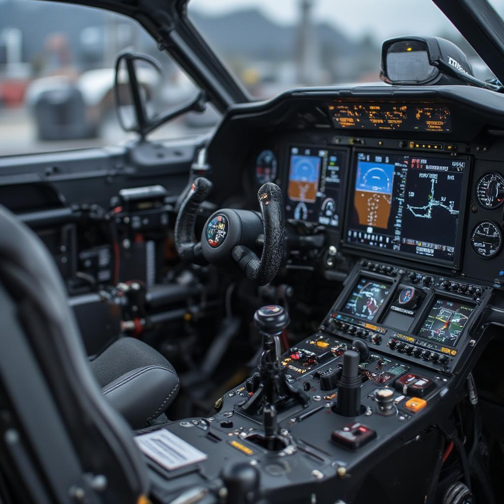 Detailed View of F16 Simulator Cockpit