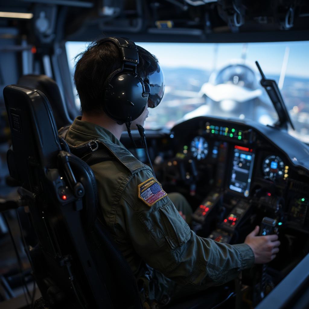 F16 Simulator Pilot Training in Combat Scenario