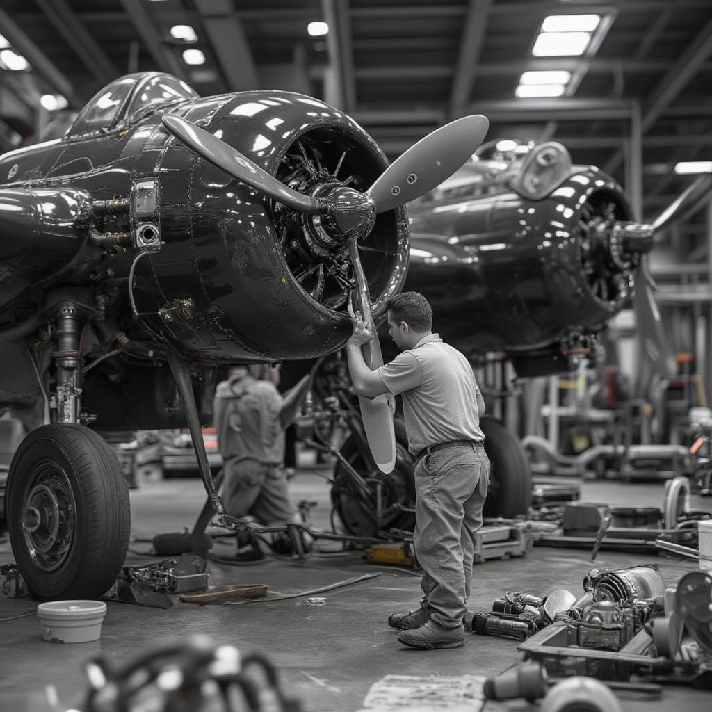 Restoration process of an F4U-4 Corsair showcasing the meticulous maintenance required to keep it airworthy.