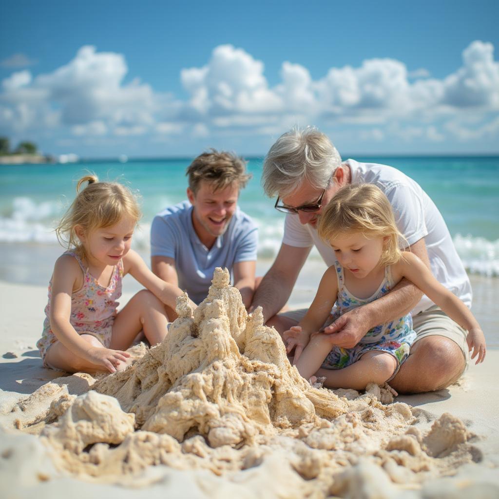 family enjoying beach holiday