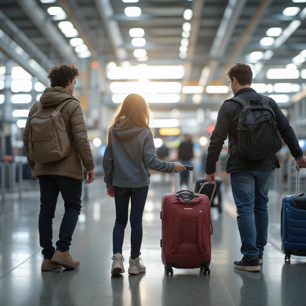 Family Checking In at Airport Counter