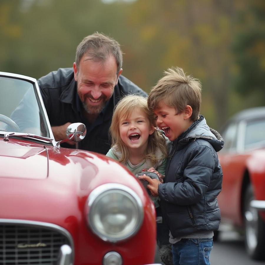 Family Enjoying a Classic Car Show in 2024