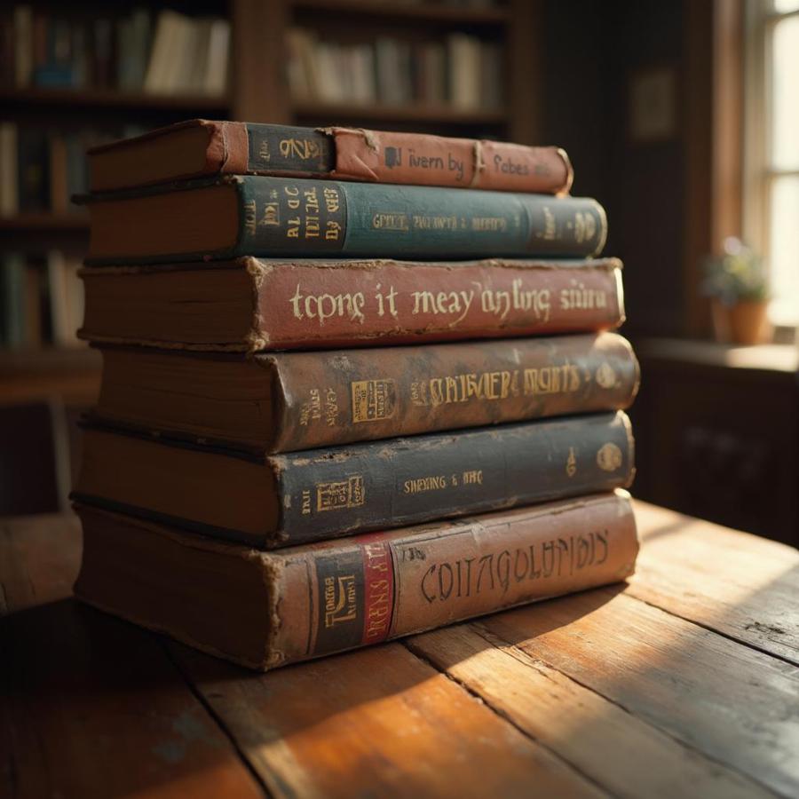 Famous biography books stacked on a table, ready for reading.