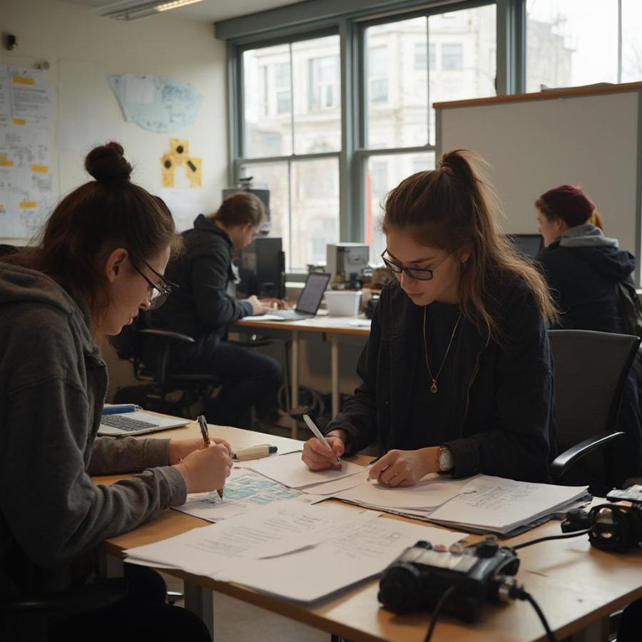 Film School Students Collaborating on a Project