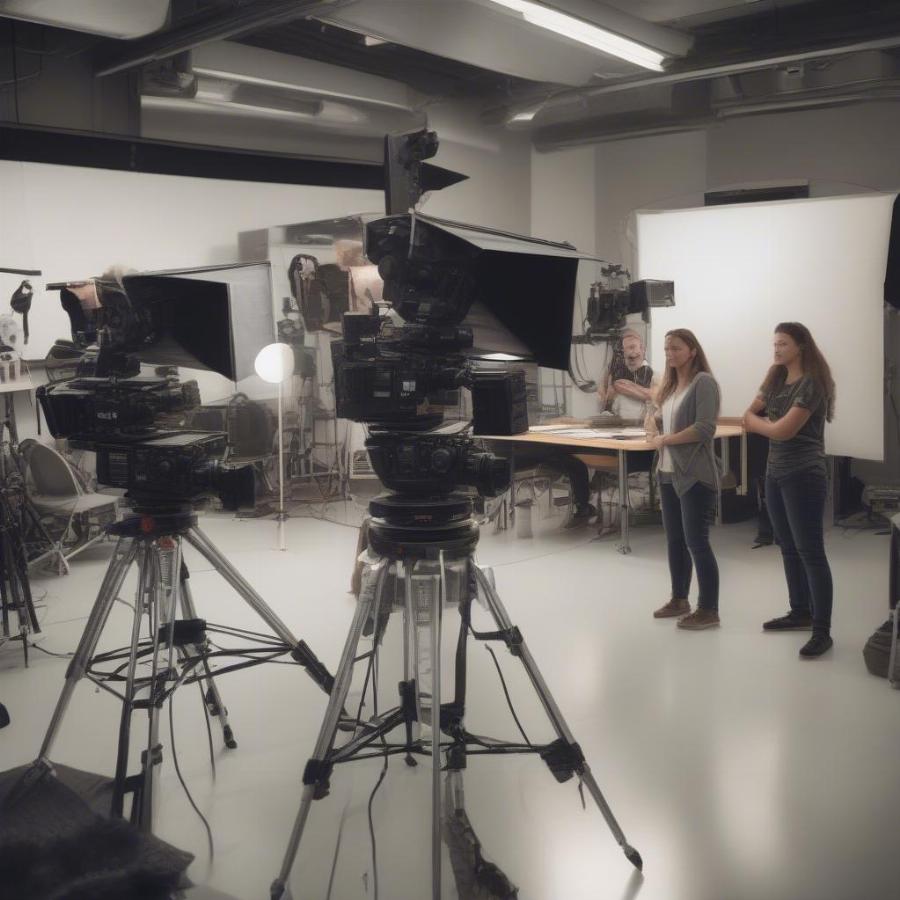 Film school equipment in a studio setting