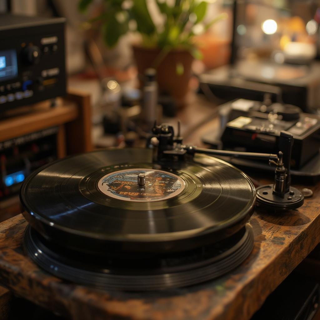 Listening to Folsom Prison Blues on Vinyl with a Turntable