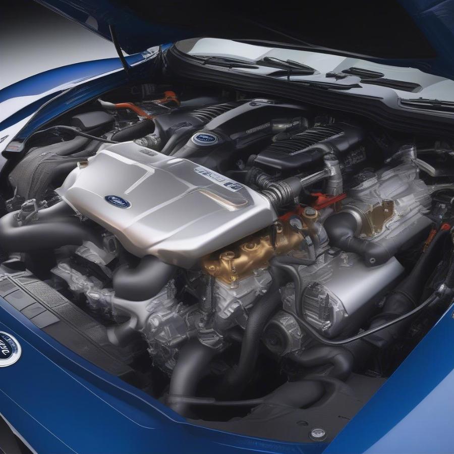 Powerful twin-turbo EcoBoost V6 engine in the Ford GT