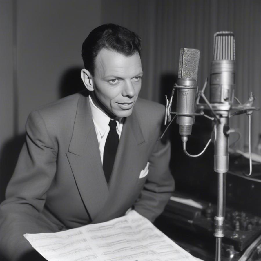 Frank Sinatra Recording in a 1940s Studio