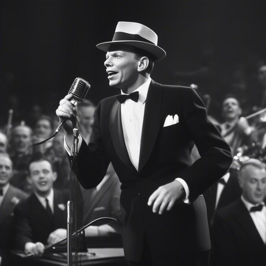 Frank Sinatra Performing with a Big Band in the 1940s