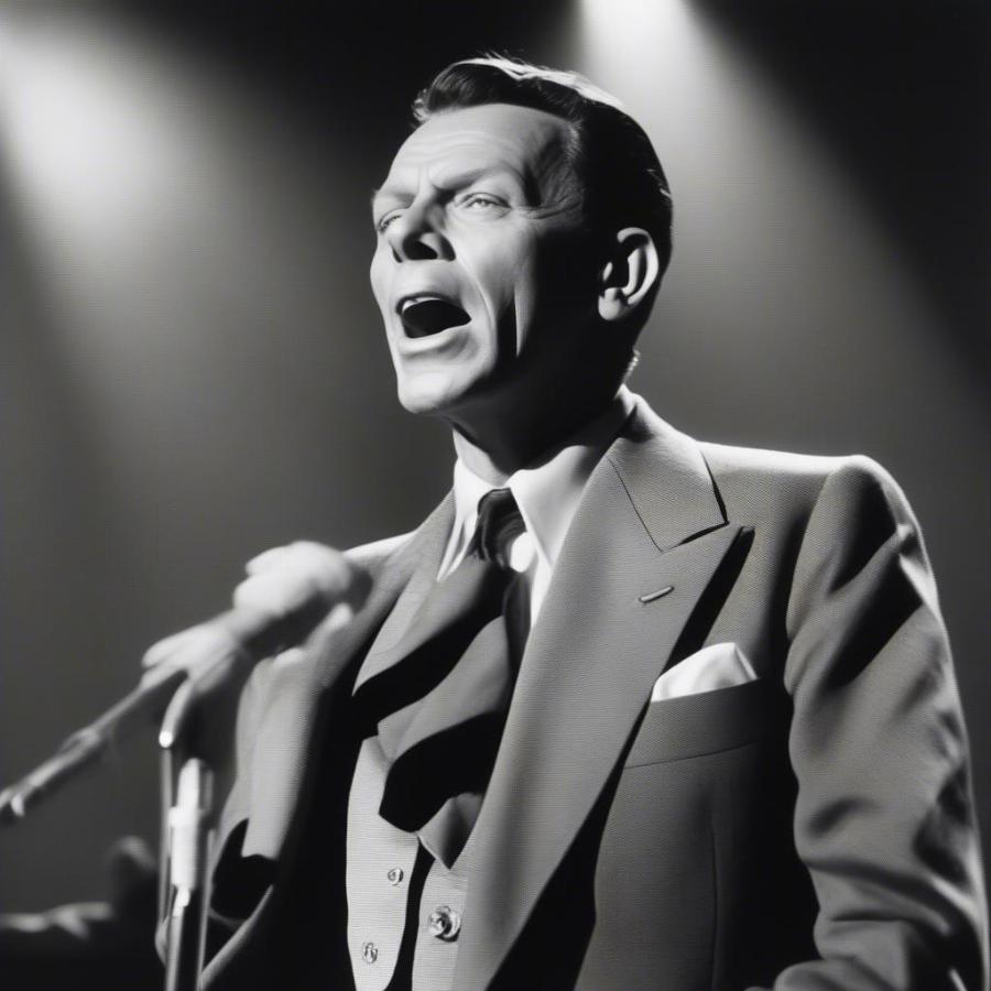 Frank Sinatra performing on stage with a slight cold.