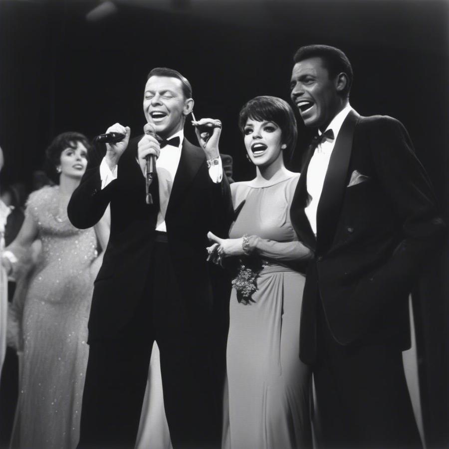 Frank Sinatra, Liza Minnelli, and Sammy Davis Jr. Performing on Stage Together