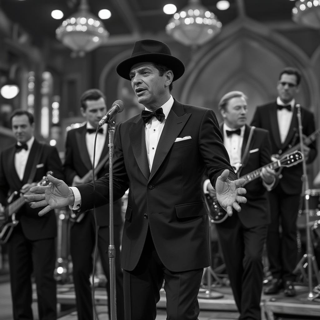 Frank Sinatra and the Rat Pack on Stage in Las Vegas