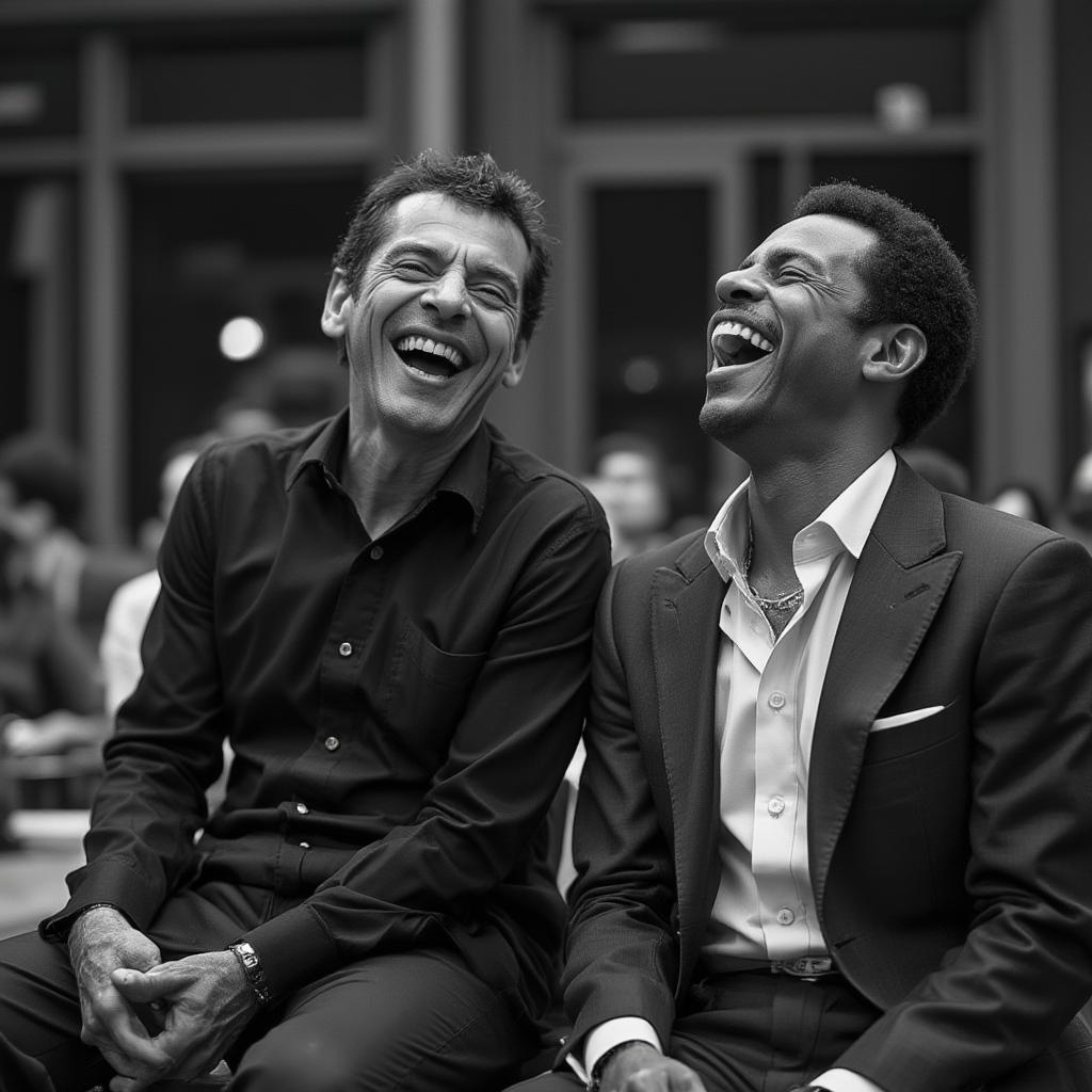 Frank Sinatra and Sammy Davis Jr. laughing together